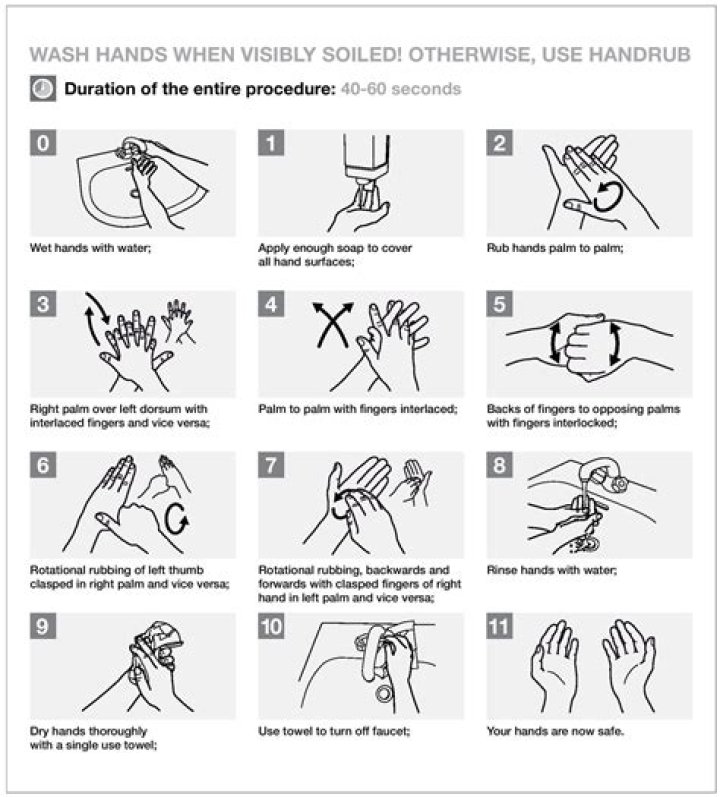 Who steps of hand washing?