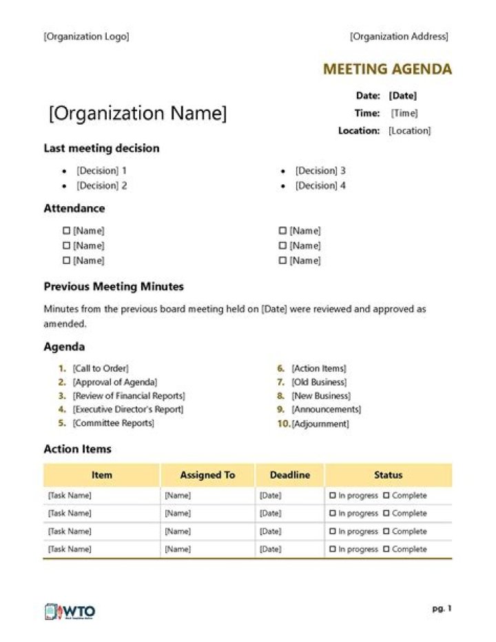 Why are attendees listed on a meeting agenda?